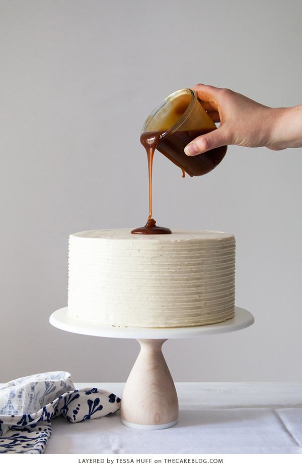 London Fog Cake - chocolate cake with Earl Grey buttercream and salted caramel, a recipe from the new cake book Layered by Tessa Huff | on TheCakeBlog.com