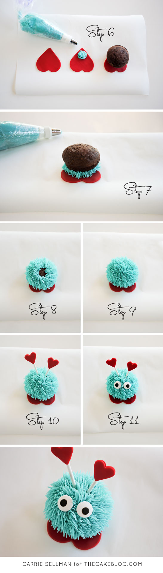 DIY Love Bug Cupcakes for Valentine's Day | Step by Step Tutorial | by Carrie Sellman for TheCakeBlog.com