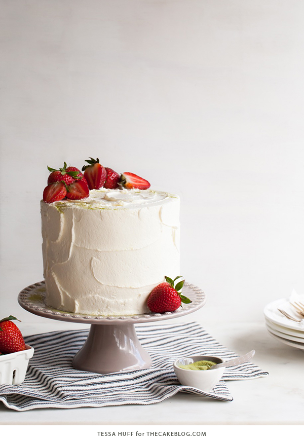 Matcha Strawberry Cake | by Tessa Huff for TheCakeBlog.com