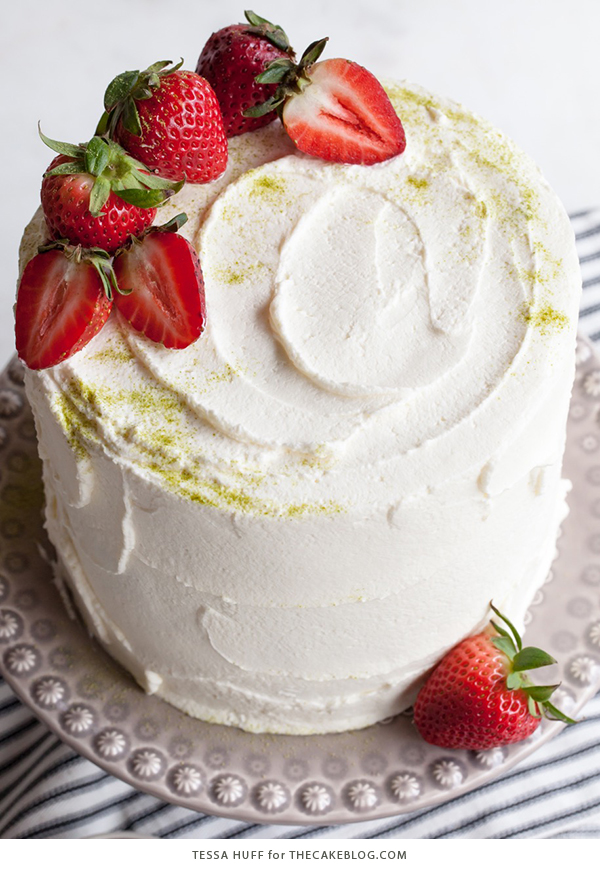 Matcha Strawberry Cake | by Tessa Huff for TheCakeBlog.com
