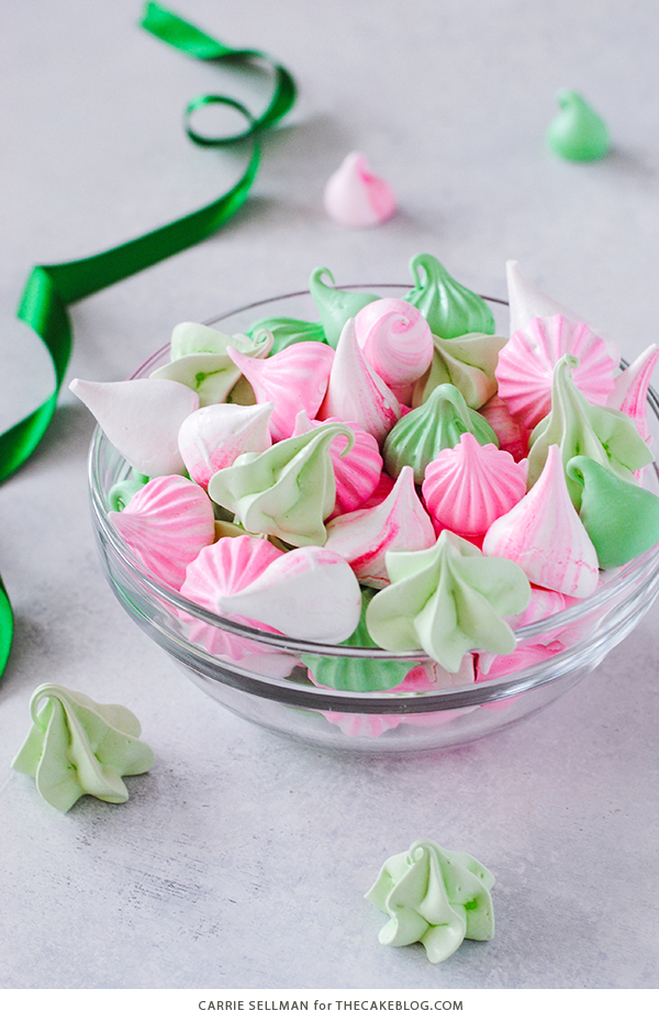 Meringue Kisses - melt in your mouth mini meringue cookies that are light as air, naturally low calorie, dairy free, gluten free and soy free | by Carrie Sellman for TheCakeBlog.com