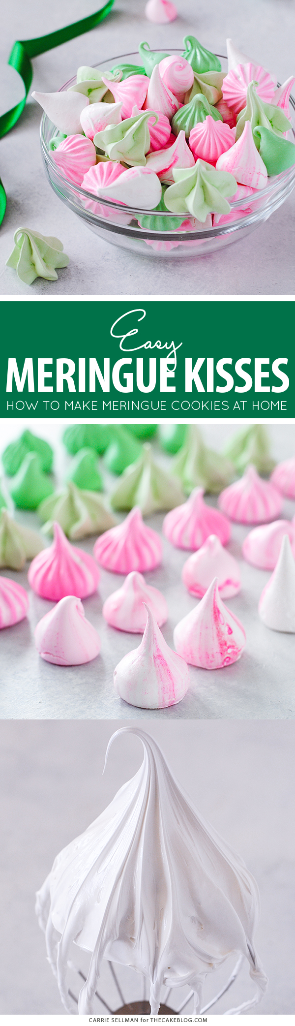 Meringue Kisses - melt in your mouth mini meringue cookies that are light as air, naturally low calorie, dairy free, gluten free and soy free | by Carrie Sellman for TheCakeBlog.com