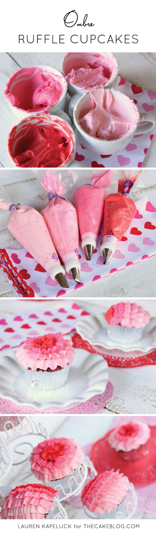 Ombre Ruffle Cupcakes | by Lauren Kapeluck for TheCakeBlog.com