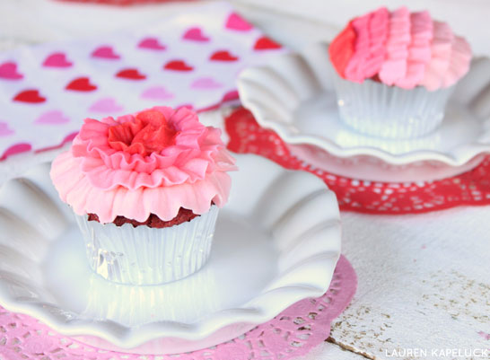 Ombre Ruffle Cupcakes | by Lauren Kapeluck for TheCakeBlog.com