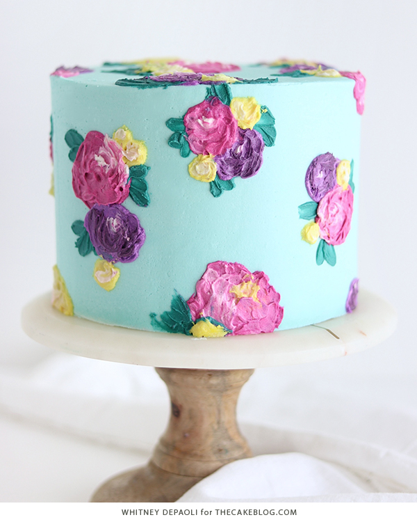 Painted Buttercream Flower Cake | by Whitney DePaoli for TheCakeBlog.com
