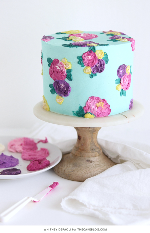 Painted Buttercream Flower Cake | by Whitney DePaoli for TheCakeBlog.com