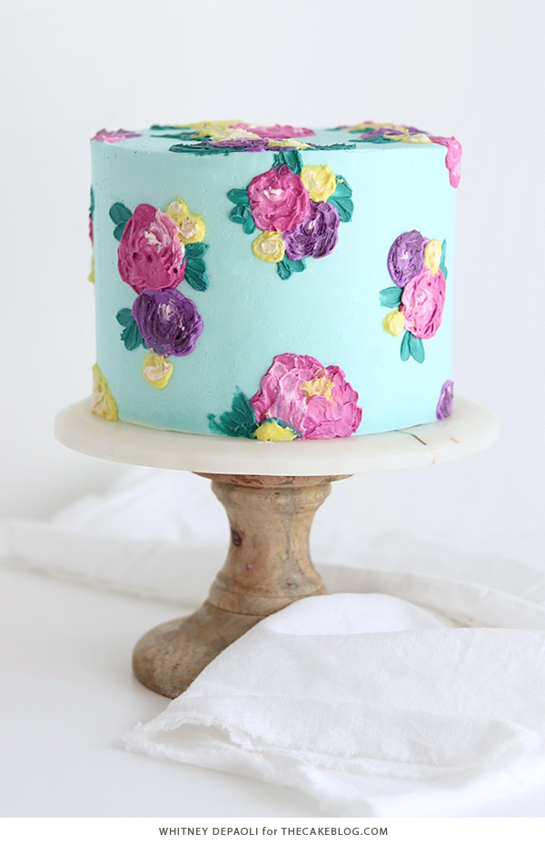 Painted Buttercream Flower Cake | by Whitney DePaoli for TheCakeBlog.com