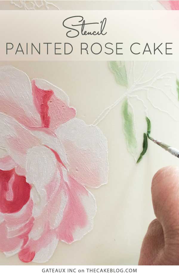 How to stencil-paint a cake | Learn how from Gateaux Inc on TheCakeBlog.com