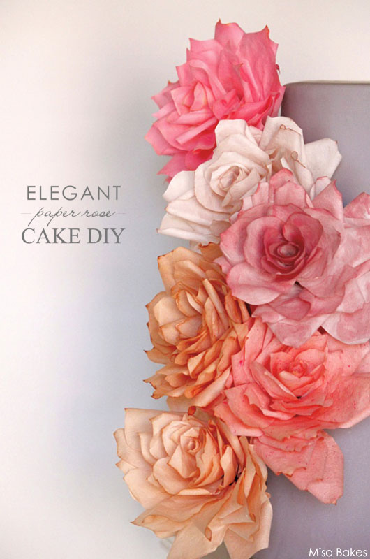 DIY Paper Rose Cake by Miso Bakes  |  TheCakeBlog.com