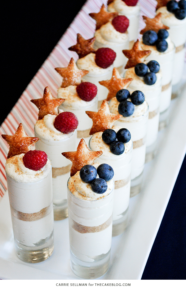 Patriotic No-Bake Cheesecake Shots for the 4th of July | by Carrie Sellman for TheCakeBlog.com