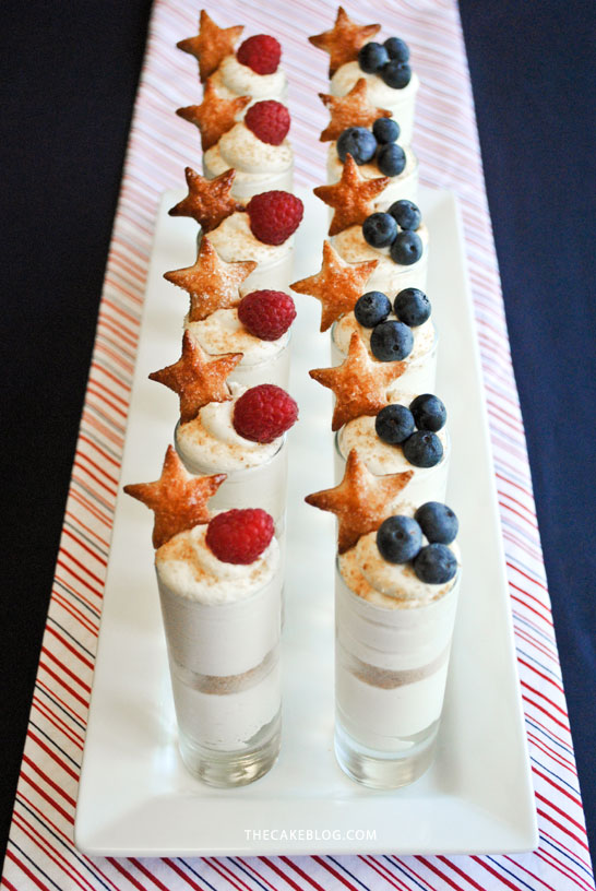Patriotic Cheesecake Shots for July 4th | by Carrie Sellman for TheCakeBlog.com