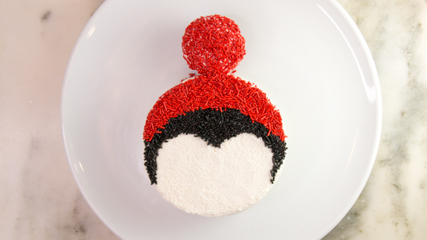 Penguin Cake - a sprinkle coated penguin cake too adorable for words | by Erin Gardner for TheCakeBlog.com