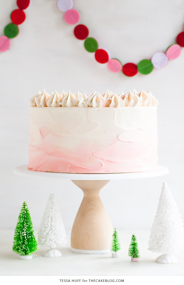 Peppermint Red Velvet Cake - bright red cake layered with white chocolate peppermint buttercream | by Tessa Huff for TheCakeBlog.com