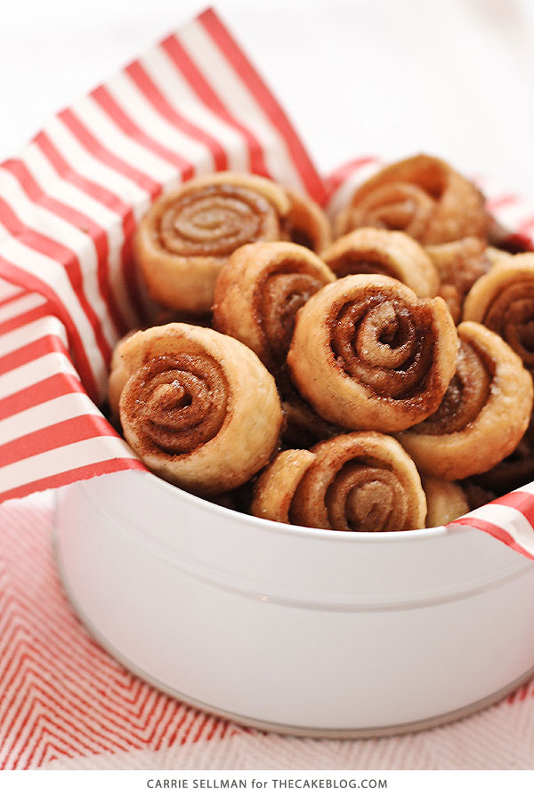 Pie Crust Cookies! Pie crust coated in cinnamon sugar and rolled into pinwheel cookies for the holidays. A Christmas cookie tradition. | Carrie Sellman for TheCakeBlog.com