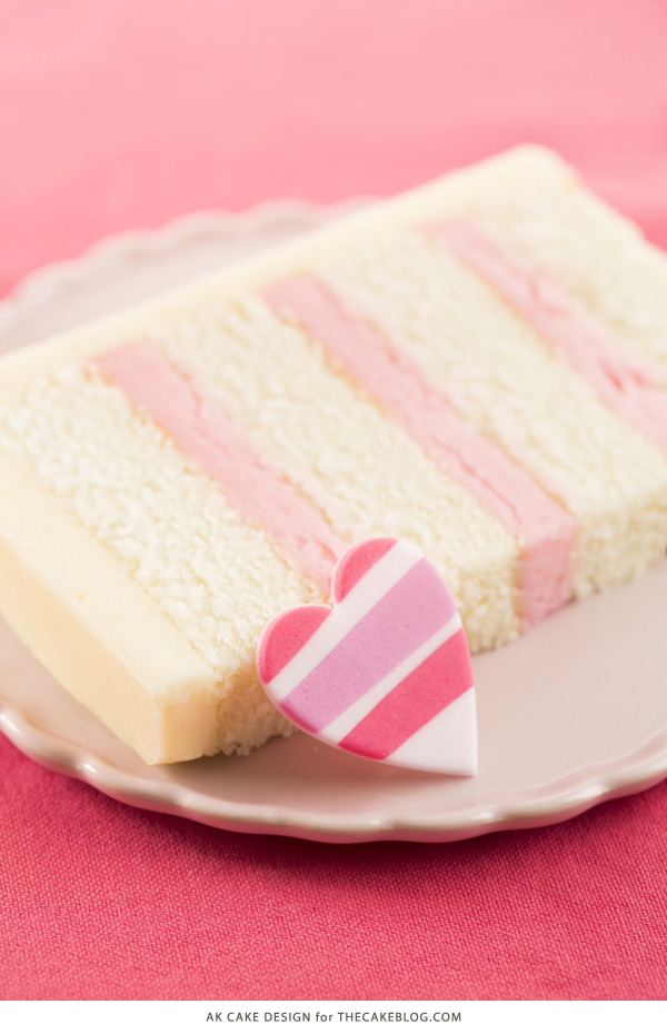 Pink Striped Heart Cake | by AK Cake Design for TheCakeBlog.com