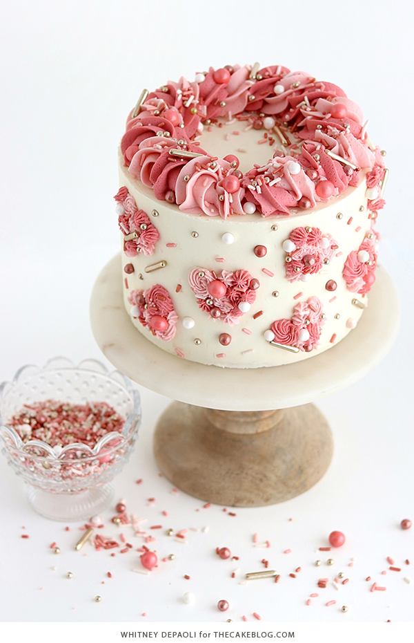 Piped Hearts Valentine's Cake | by Whitney DePaoli for TheCakeBlog.com