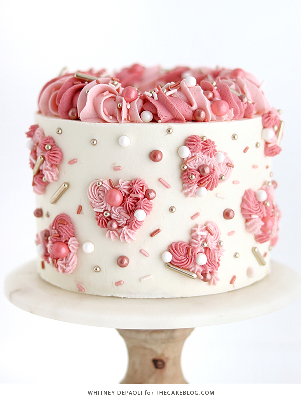 Piped Hearts Valentine's Cake | by Whitney DePaoli for TheCakeBlog.com