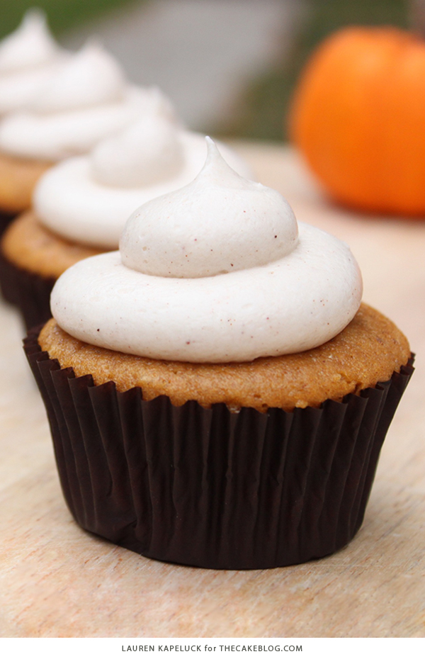 Pumpkin Cupcakes with Cinnamon Cream Cheese | TheCakeBlog.com