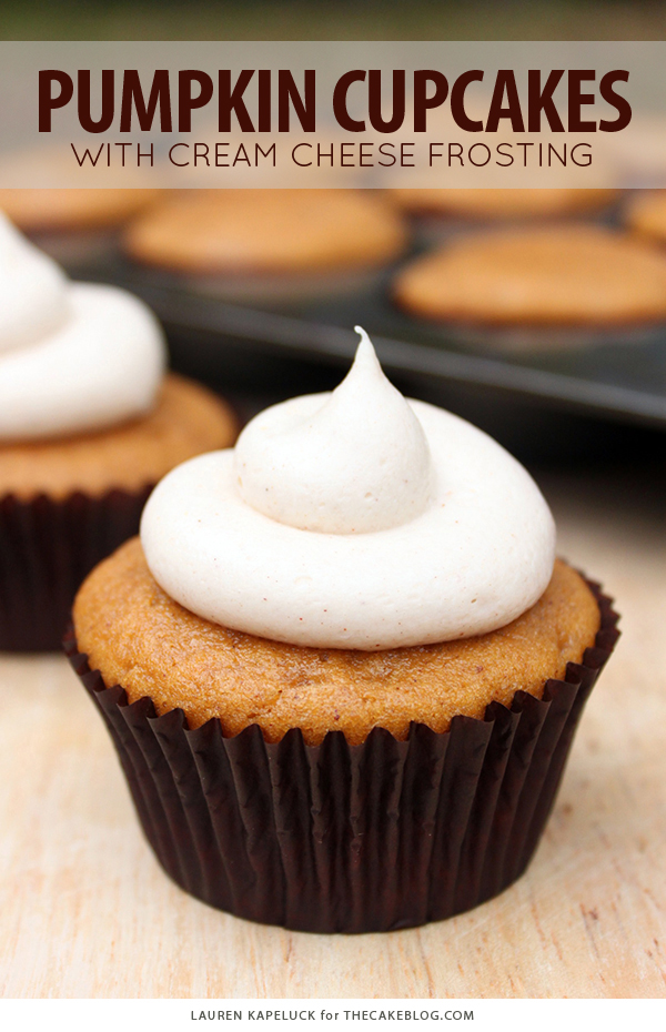 Pumpkin Cupcakes with Cinnamon Cream Cheese | TheCakeBlog.com