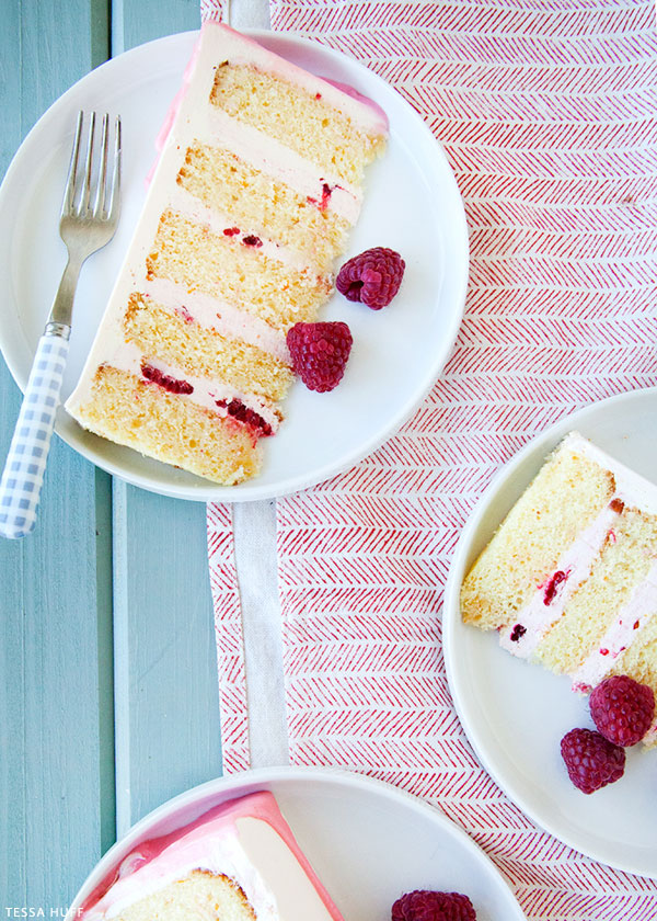 fresh raspberries and a blood orange glaze | Raspberry & Blood Orange Cake| Recipe by Tessa Huff for TheCakeBlog.com