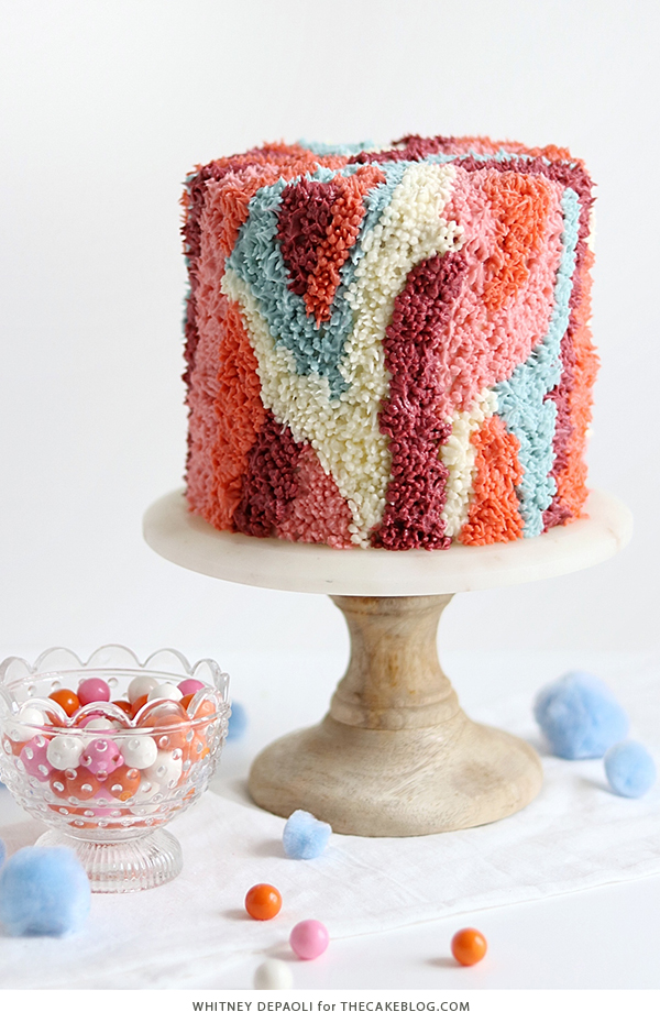 Shag Cake - how to make a fuzzy textured cake inspired by 70's shag carpet | by Whitney DePaoli for TheCakeBlog.com