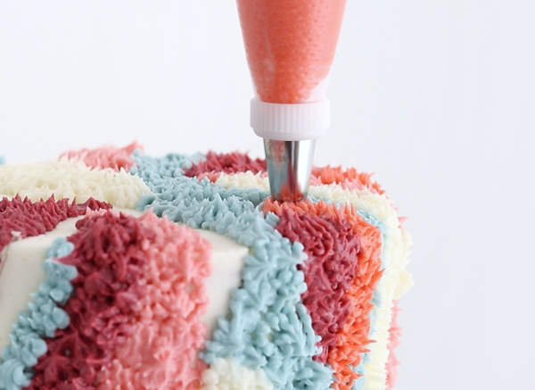 Shag Cake - how to make a fuzzy textured cake inspired by 70's shag carpet | by Whitney DePaoli for TheCakeBlog.com
