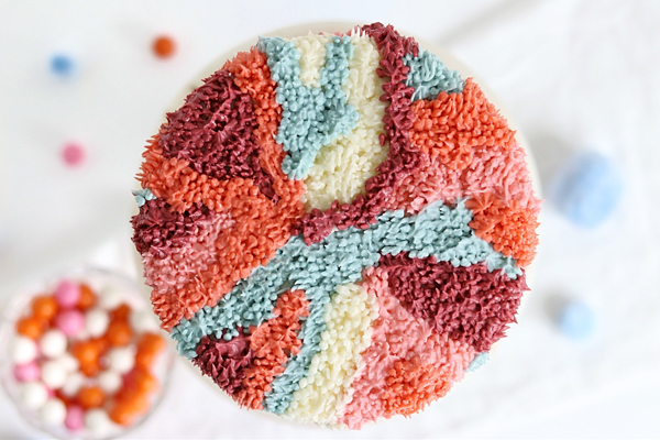 Shag Cake - how to make a fuzzy textured cake inspired by 70's shag carpet | by Whitney DePaoli for TheCakeBlog.com