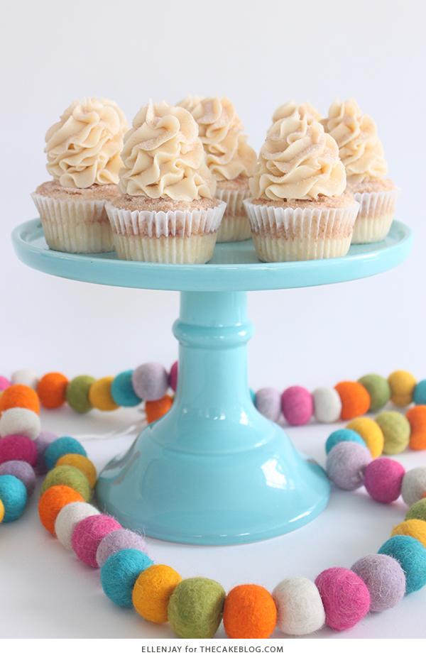 Snickerdoodle Cupcakes - cinnamon sugar cupcakes topped with delicious brown sugar buttercream. A holiday cupcake recipe inspired by the classic Christmas cookie | by ellenJAY for TheCakeBlog.com