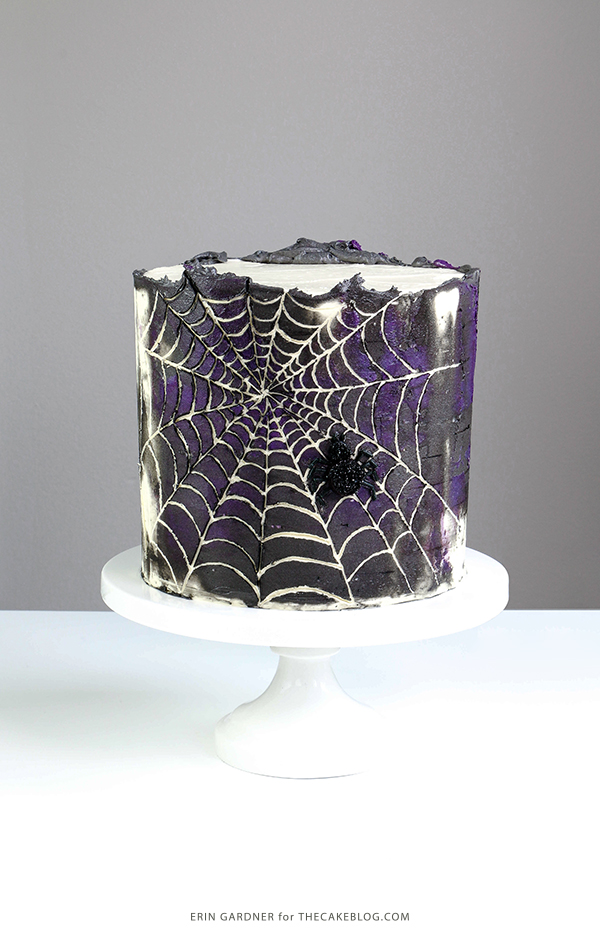 Spiderweb Cake - how to make an easy spiderweb cake with buttercream | by Erin Gardner for TheCakeBlog.com