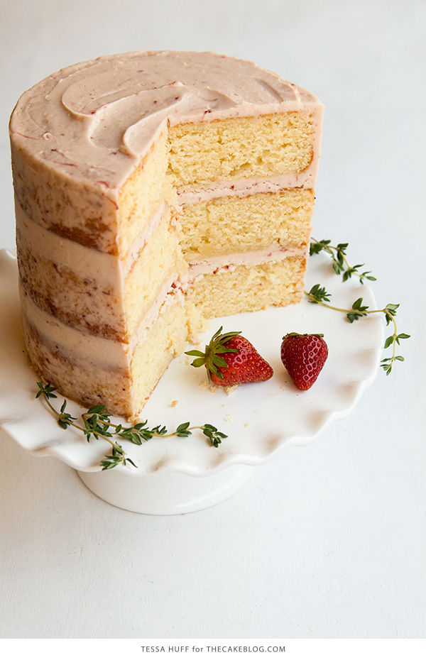 Strawberry Thyme Cake | by Tessa Huff for TheCakeBlog.com
