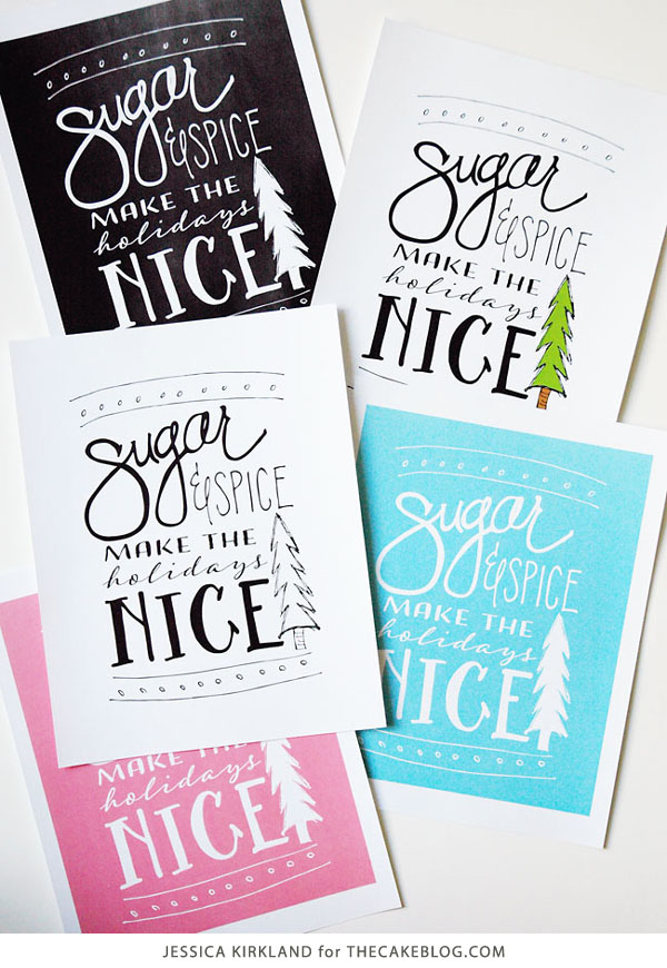 Decorate for the holidays with this free download | Sugar & Spice original artwork | by Jessica Kirkland for TheCakeBlog.com
