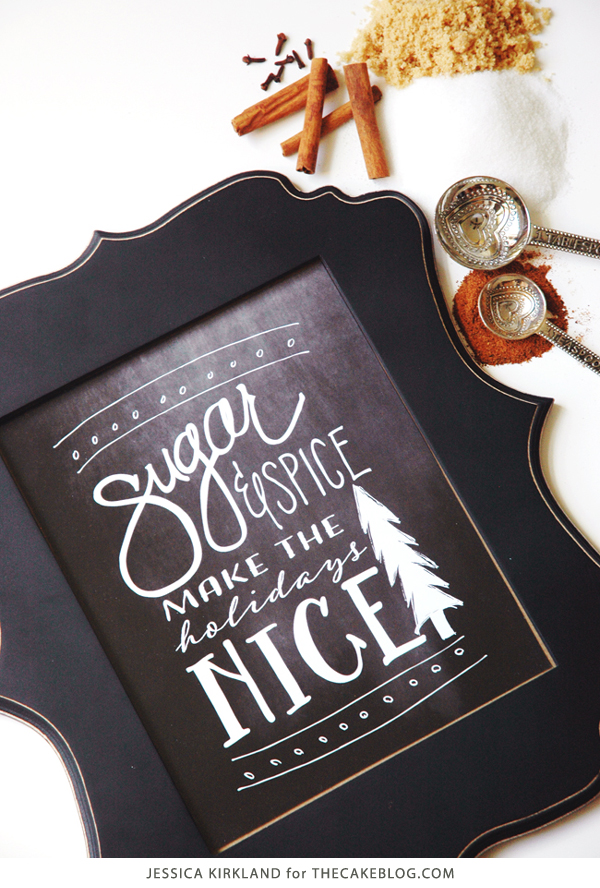Decorate for the holidays with this free download | Sugar & Spice original artwork | by Jessica Kirkland for TheCakeBlog.com