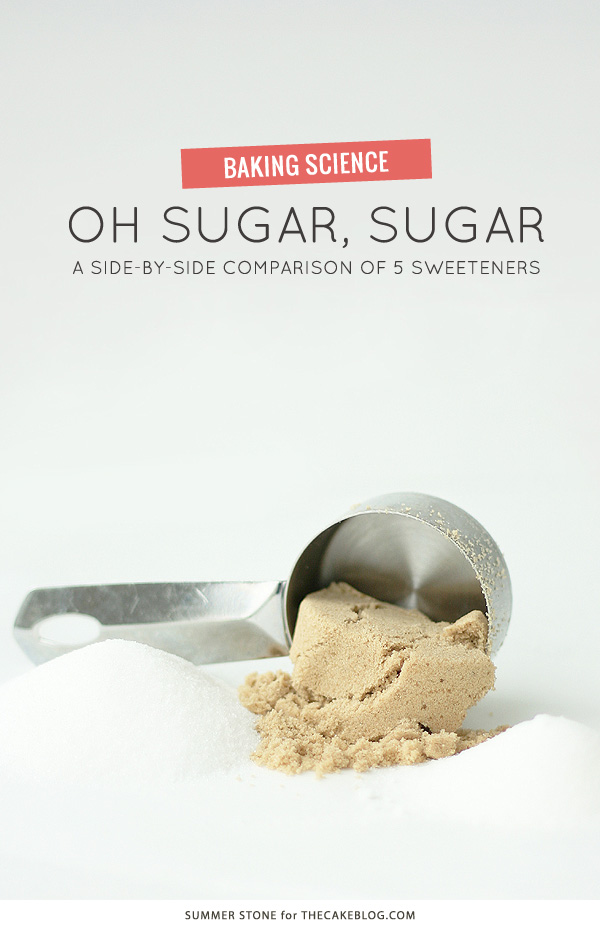 Oh Sugar, Sugar | Side-By-Side Comparison of 5 Sweeteners | a Baking Science article by Summer Stone for TheCakeBlog.com