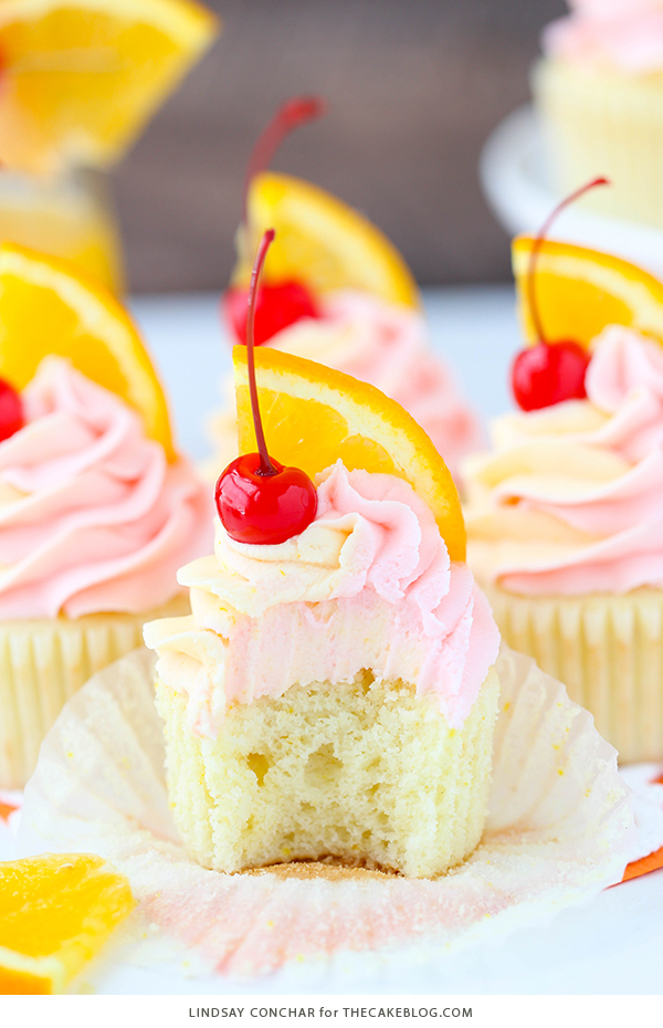 Tequila Sunrise Cupcake Recipe | by Lindsay Conchar for TheCakeBlog.com