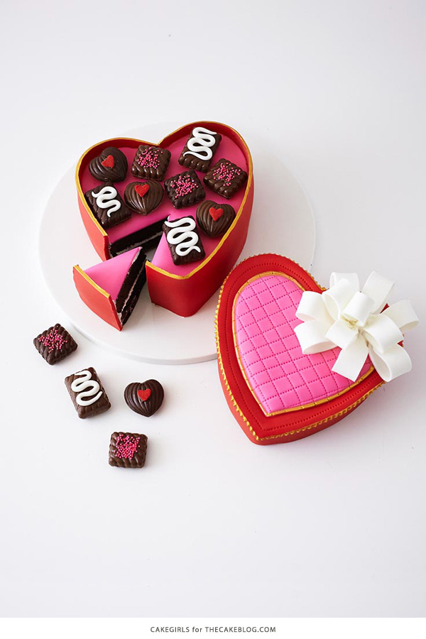 How to make a Valentine's Chocolate Candy Box Cake | by Cakegirls on TheCakeBlog.com