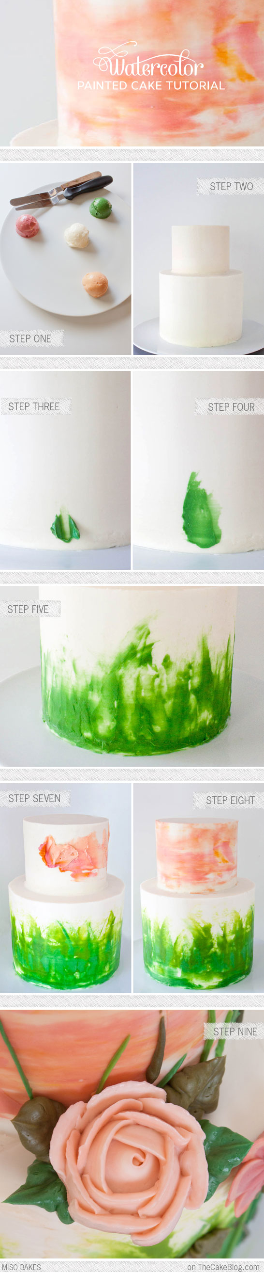 DIY Watercolor Cake Tutorial by Miso Bakes | TheCakeBlog.com